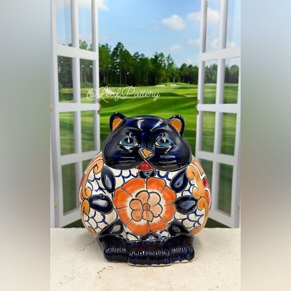 Meow Pablo Talavera Handmade Multi Colored Ceramic Planter Pot - Picture 2 of 8